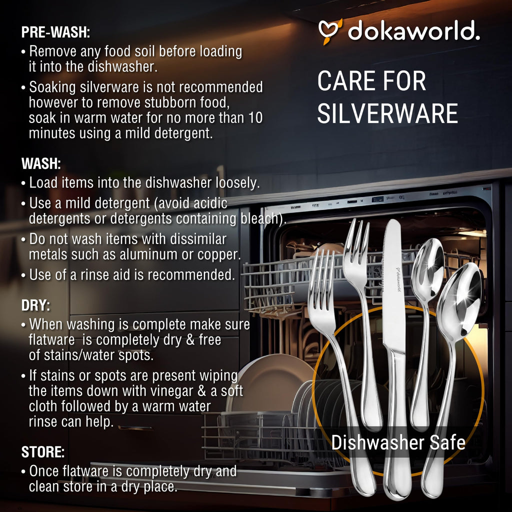 Stainless Steel Flatware - Modern Design 40 Piece Cutlery Set