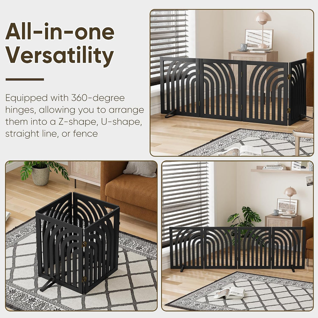 Dog Gate, Wooden Dog Gates for Doorways House and Stairs, Freestanding Pet Gate for Dogs, Puppy Fences Indoor