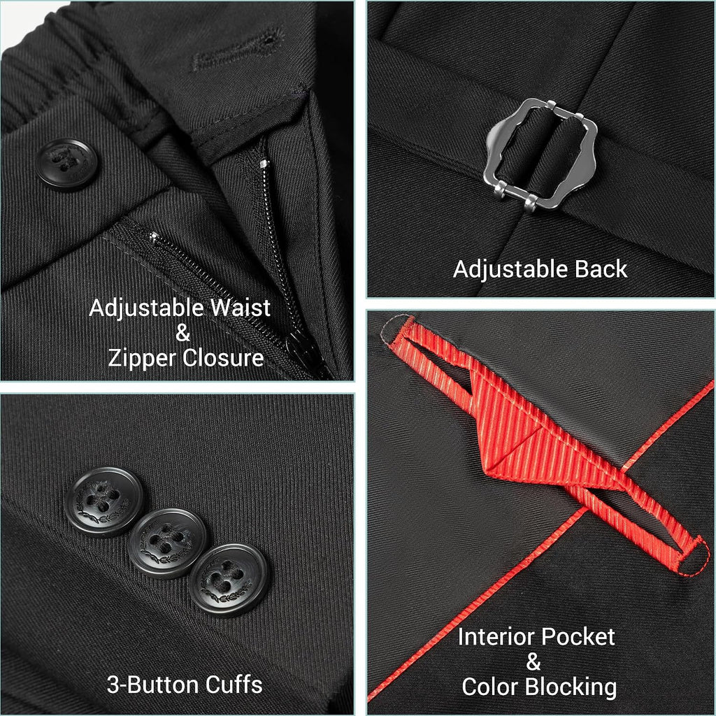Boys Slim Fit Suit, Formal Tuxedo Dress Suit Set for Teenage Boy 5Pcs Toddler Suits Wedding Outfit Homecoming