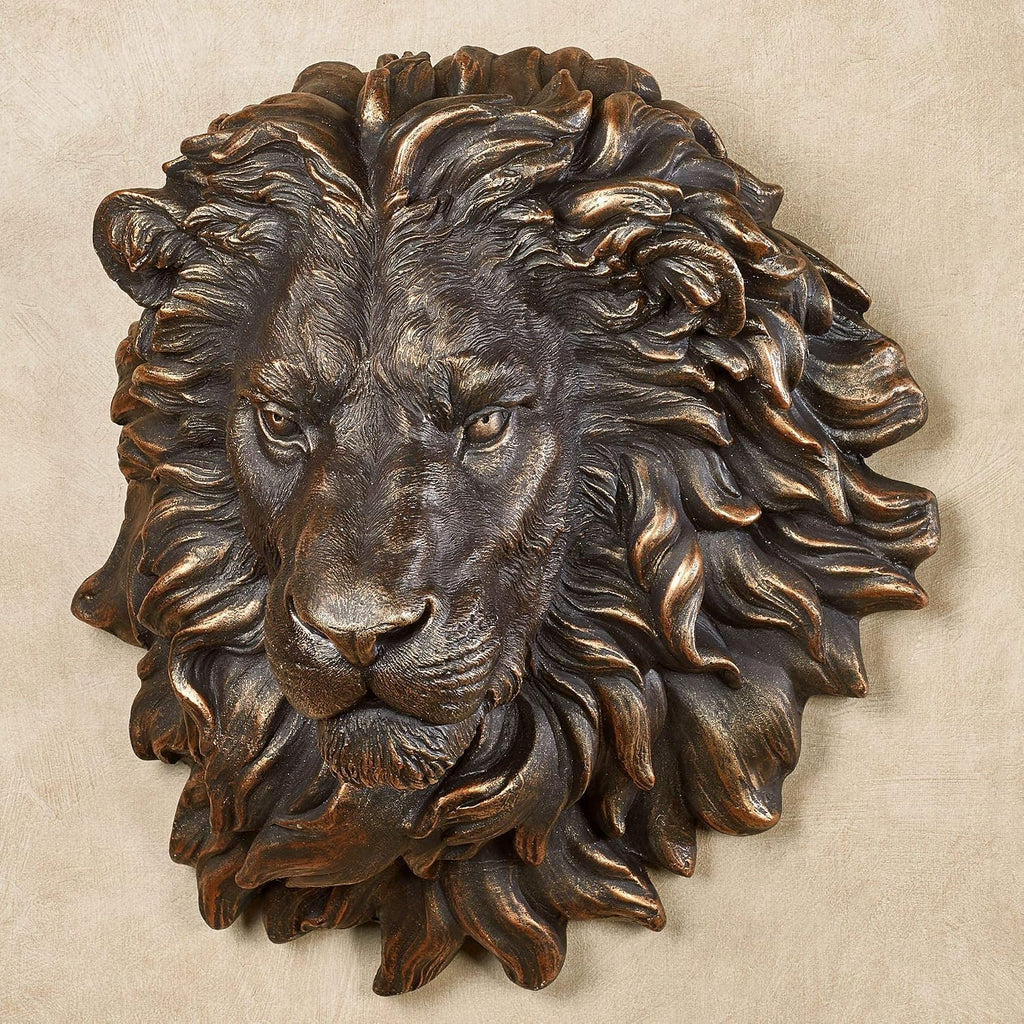 Power and Presence Lion Head Wall Sculpture, Aged Bronze