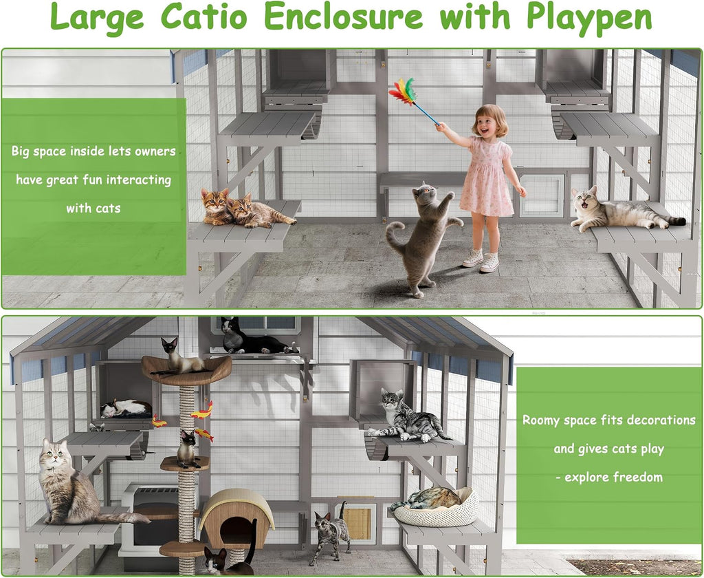 Extra Large Outdoor Cat Catio Walk-in Window Cat Patio Enclosure