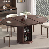 47.2" - 63" Extendable Dining Room Table for 4 - 8, Round‑to‑Oval Expandable Wood Table with Dust‑Proof 2‑Tier