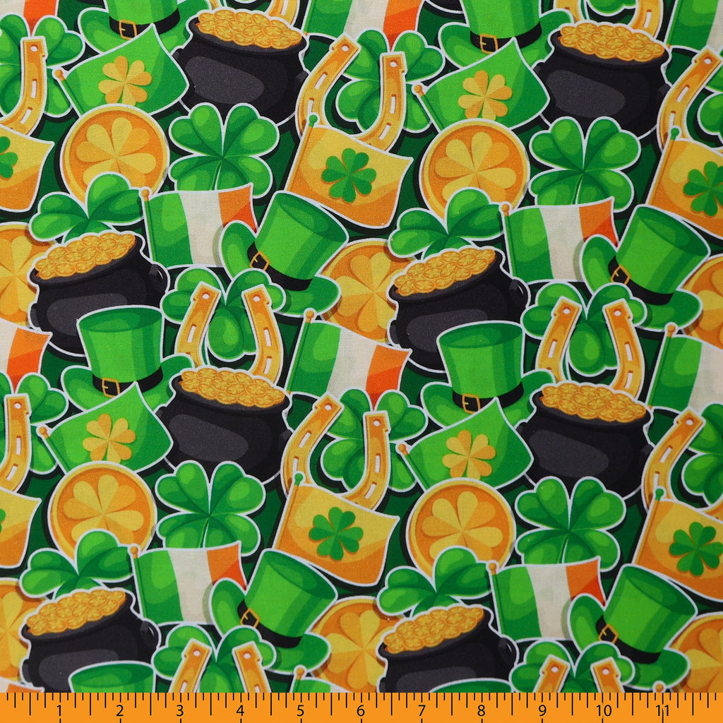 Fabrics St Patrick's Day Cotton Fabric, Gold Cut by The Yard