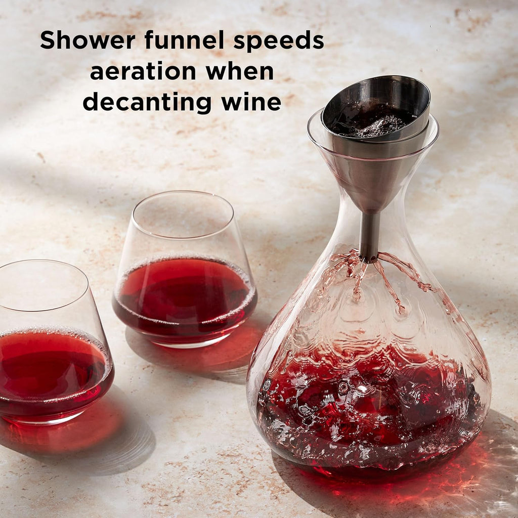 Wine Aerator Shower Funnel with Sediment Strainer, Stainless Steel
