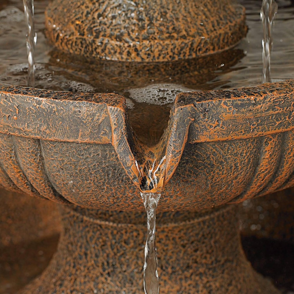 Ravenna 43" High Large Italian Indoor Outdoor Decor Faux Stone Floor Fountain Standing Waterfall 3-Tier Basin Tall