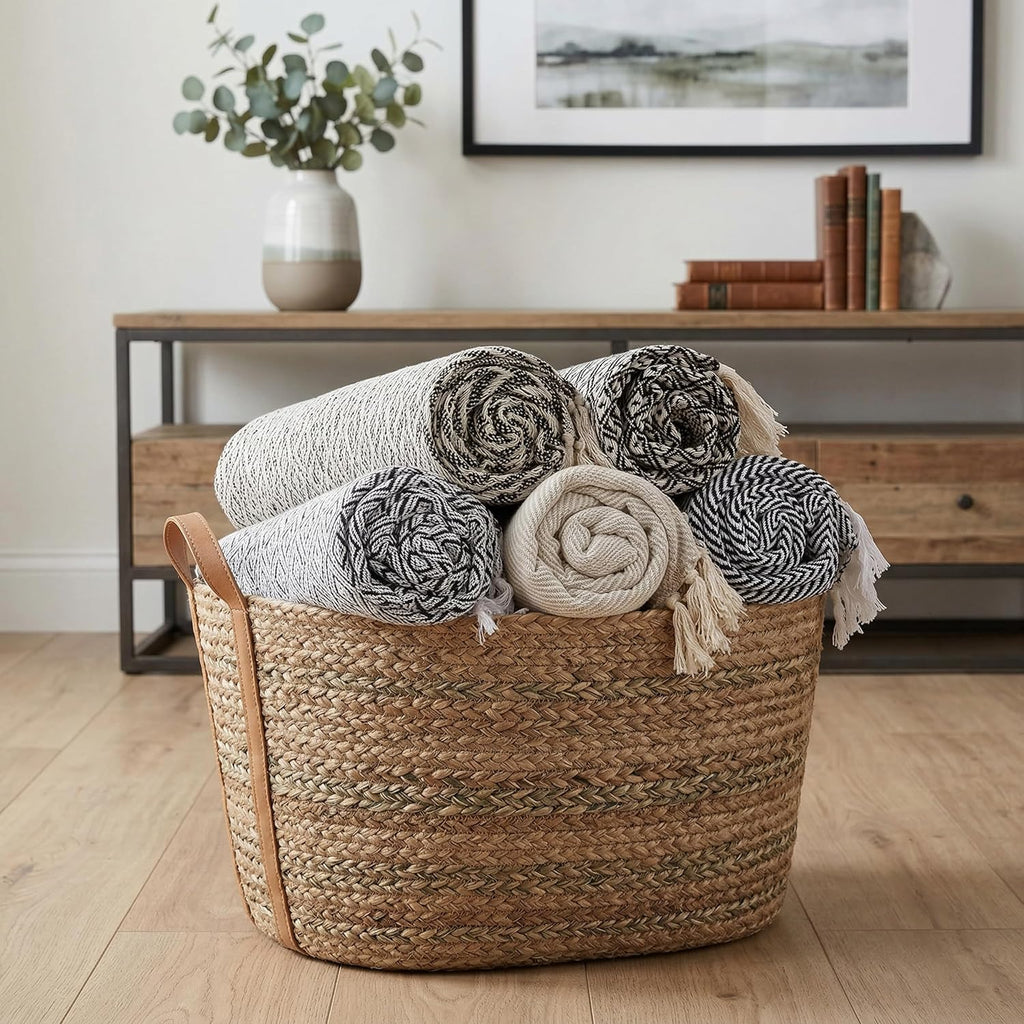 50x60 Throw Blanket - Soft and Breathable Cotton Throw Blanket, Chair - Decorative Blankets, or Outdoor Use - Cream