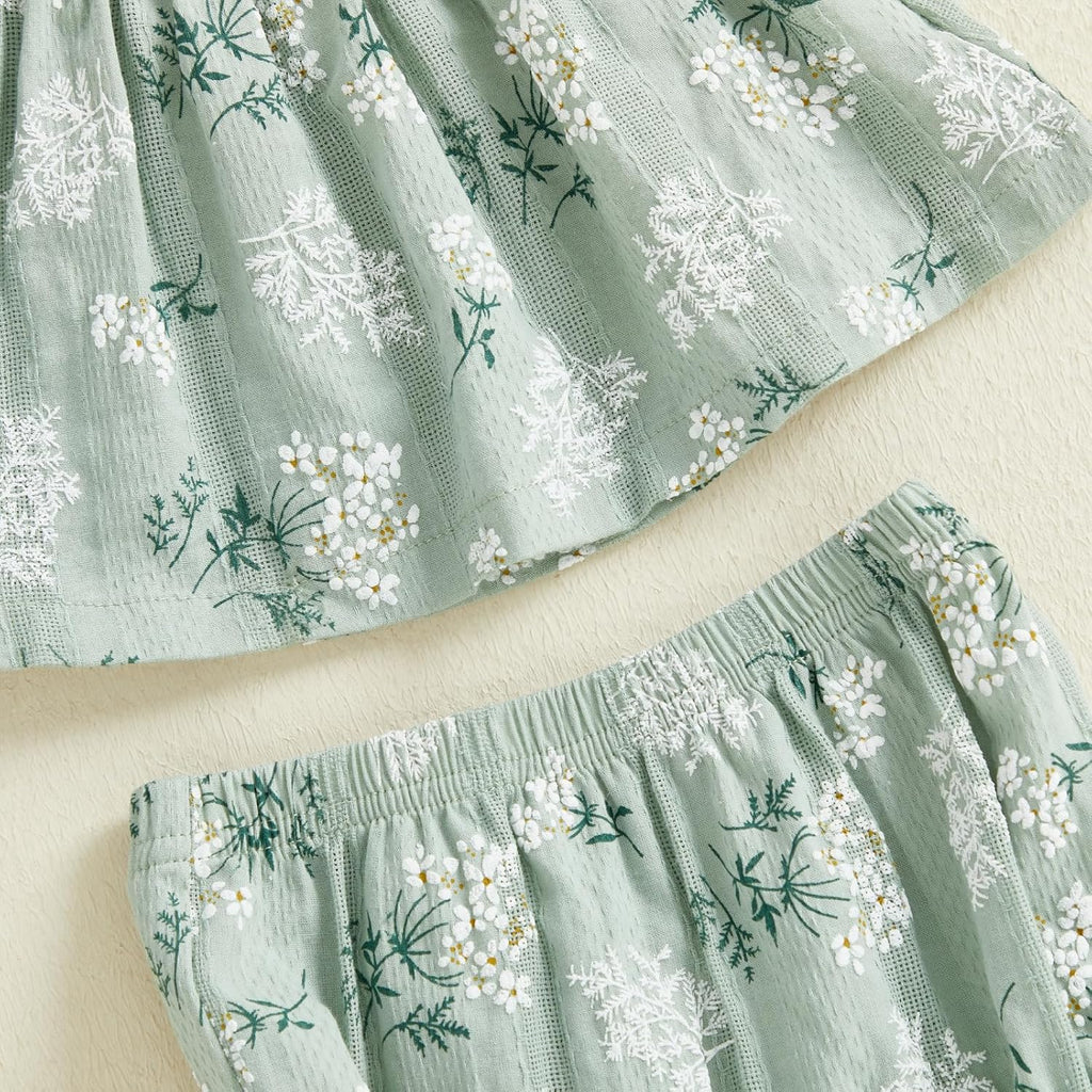 Baby Girl Summer Clothes Cute Ruffle Tops Dress Shorts Outfits Set Infant Toddler Shirt Bloomers Princess Outfit