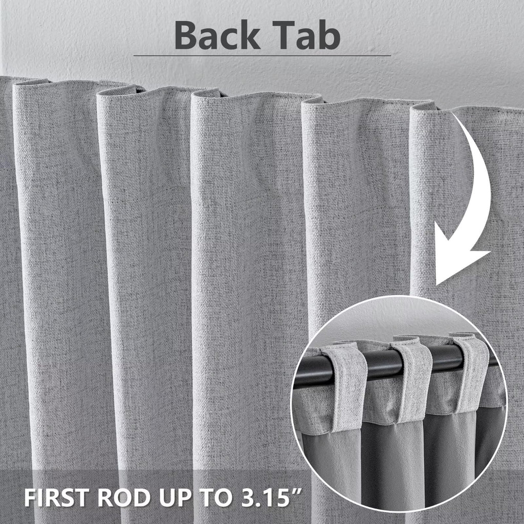 100% Blackout Curtains 96 inch Length Faux Linen (W37 x L96, White)