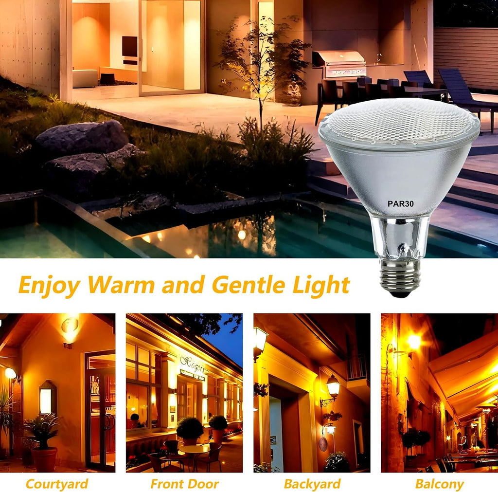 PAR30 Long Neck Halogen Flood Light Bulbs 120V 75W, Dimmable PAR30 LED Light Bulb Replacement, E26 Medium Base, 2700K