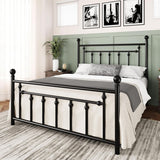 14 Inch Queen Metal Platform Bed Frame with Victorian Vintage Headboard and Footboard/Mattress Foundation/Under Bed