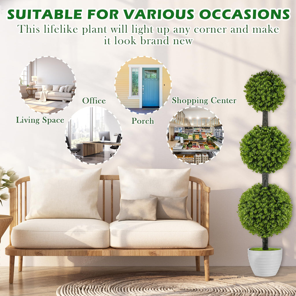 4FT Topiary Balls Artificial Outdoor Set of 2 Front Door Plants