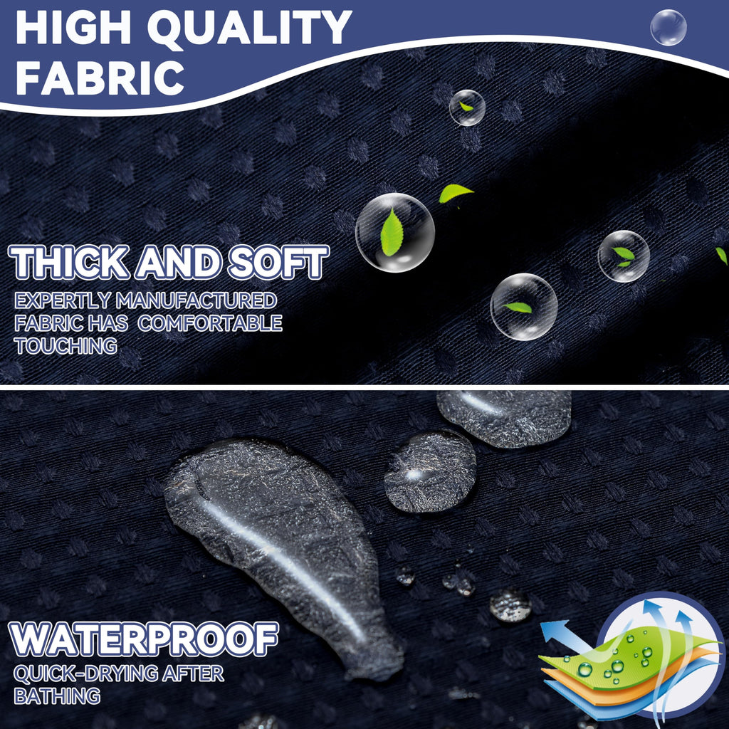 Extra Long No Hook Waffle Weave Shower Curtain with Snap in Liner Set, Hotel Luxury Black Shower Curtains with See