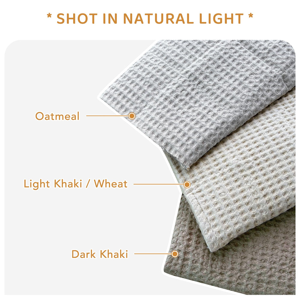 Cotton Bedspread(120"x120"), Wheat Waffle Weave Quilt Set 3Pcs Soft Lightweight Farmhouse Oversized