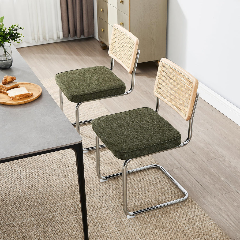 Natural Rattan Dining Chairs Set of 6, Modern Cesca Kitchen Chair
