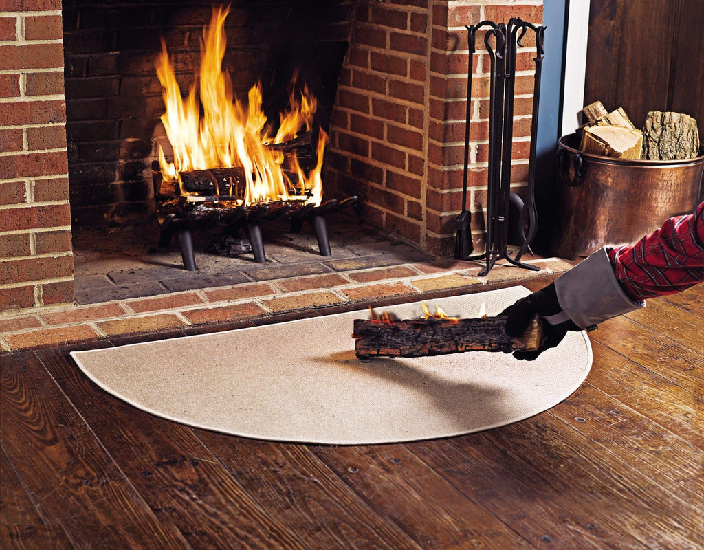 27"x48" Half Round Flame Resistant Hearth Rug | Double Layer Fiberglass Fireplace Mat | Protect Home Décor Hardwood