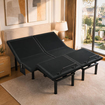Split King Adjustable Bed Frame,Electric Adjustable Bed Base with Remote Quiet Adjustable Base Zero Gravity Bed - Set of 2