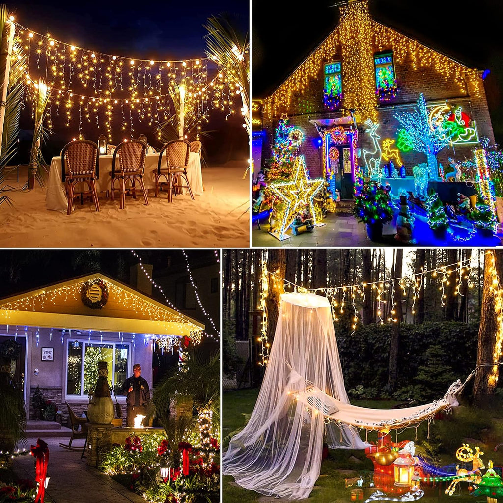 Warm White Christmas Lights Outdoor 99ft 1216 LED Icicle Lights for Outside