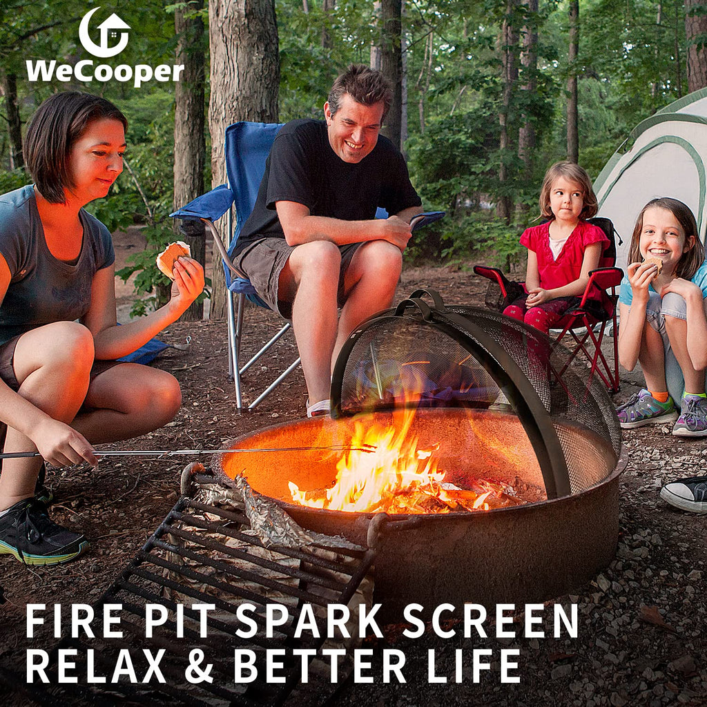 Outdoor Fire Pit Spark Screen Cover, 36" Dia, Easy Access Door, Round