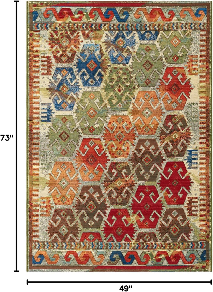 Outdoor Southwestern Collection Rug - Multi Flatweave-Pile Rug Perfect s, Kitchens, Breakfast Nooks, Accent Pieces