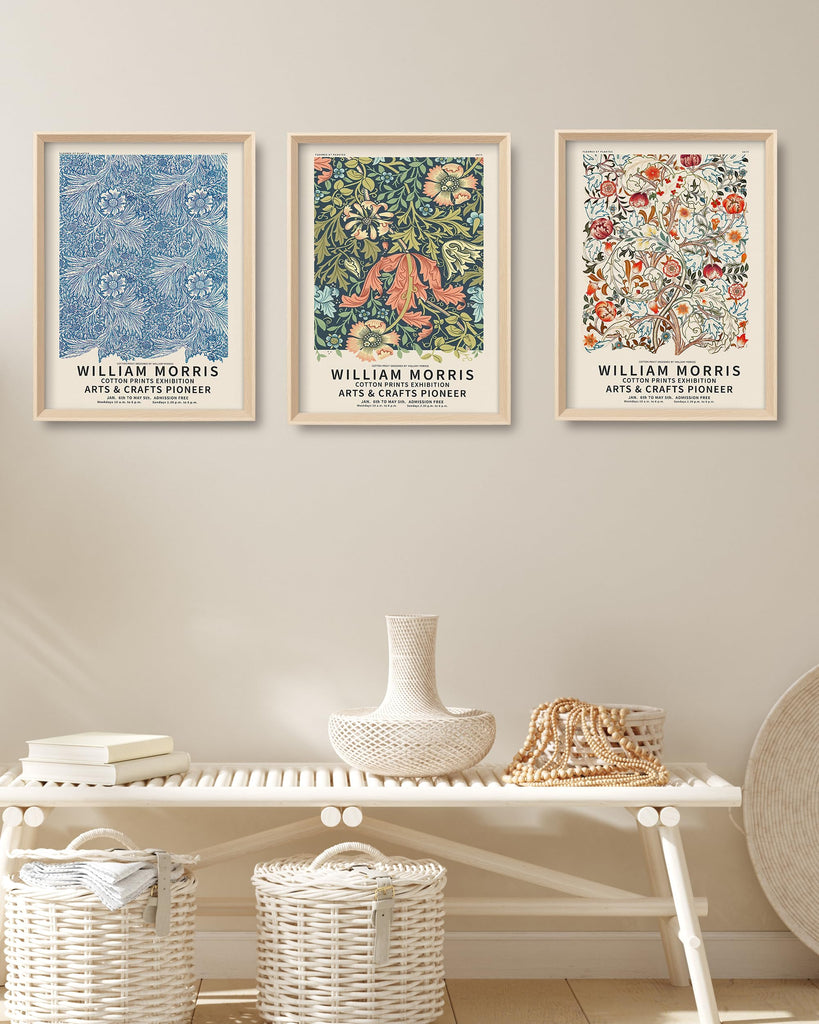 William Morris Wood Framed Wall Art, 12 x 16 Inch, Set of 3