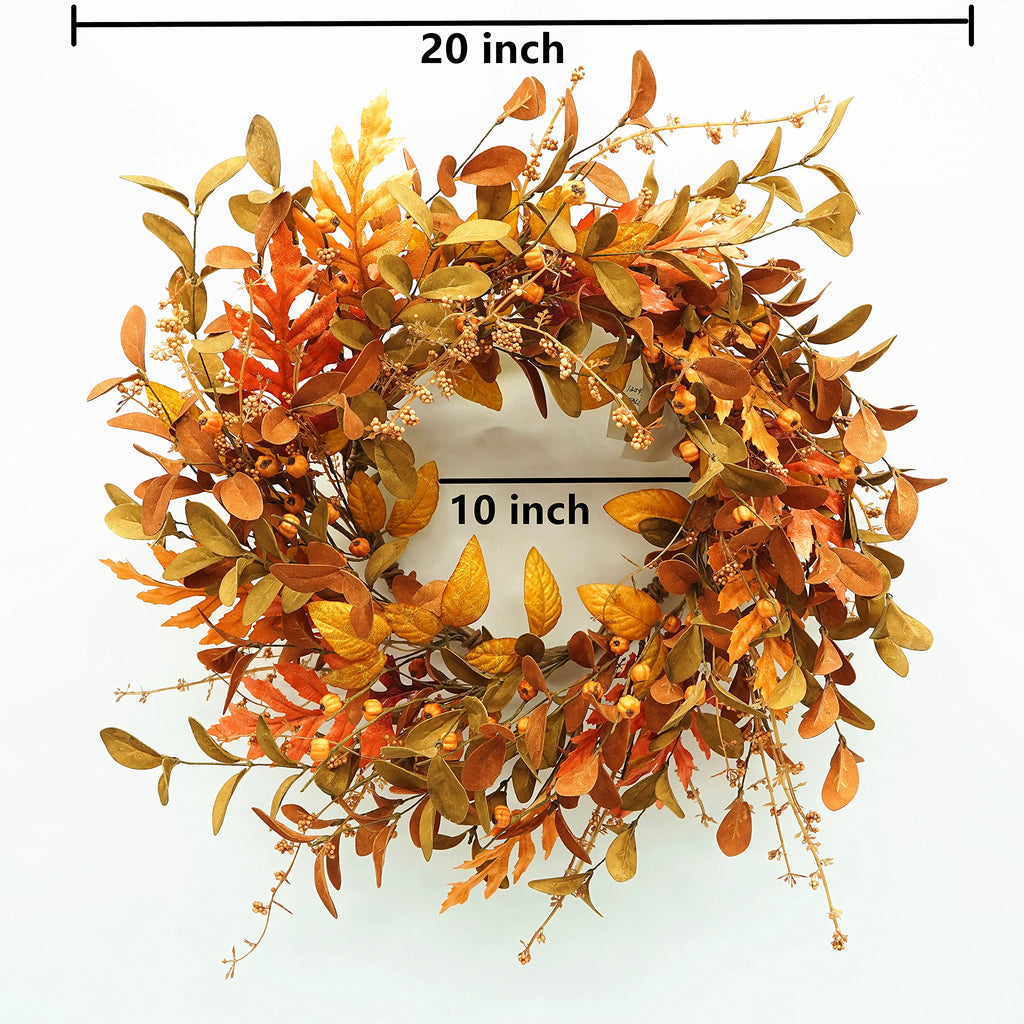 Artificial Fall Wreath for Front Door Autumn Wreath Decor