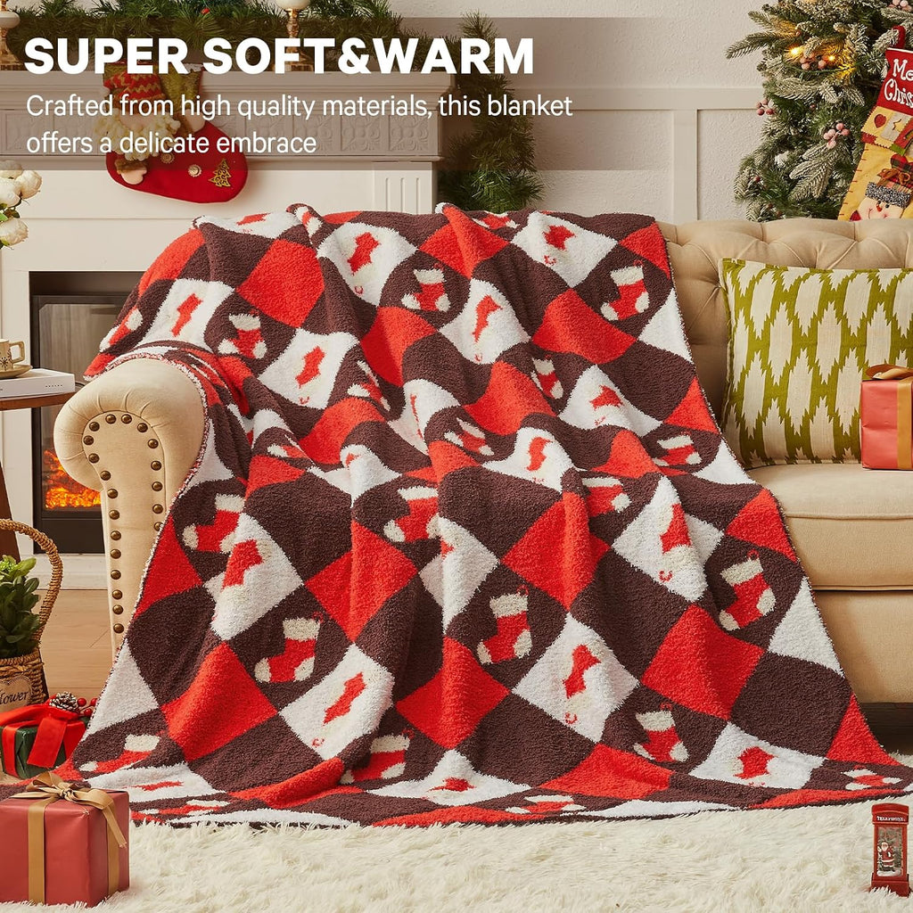 Christmas Knit Throw Blanket - Super Soft Cozy Fuzzy Blankets for Couch, Sofa & Bed, Holiday Throw Blanket,50"x60"
