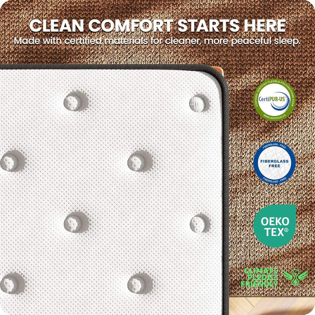 Full 10-Inch Firm Hybrid Mattress, Zoned Pocket Coils | Contouring gel foam top: firm support, spinal alignment