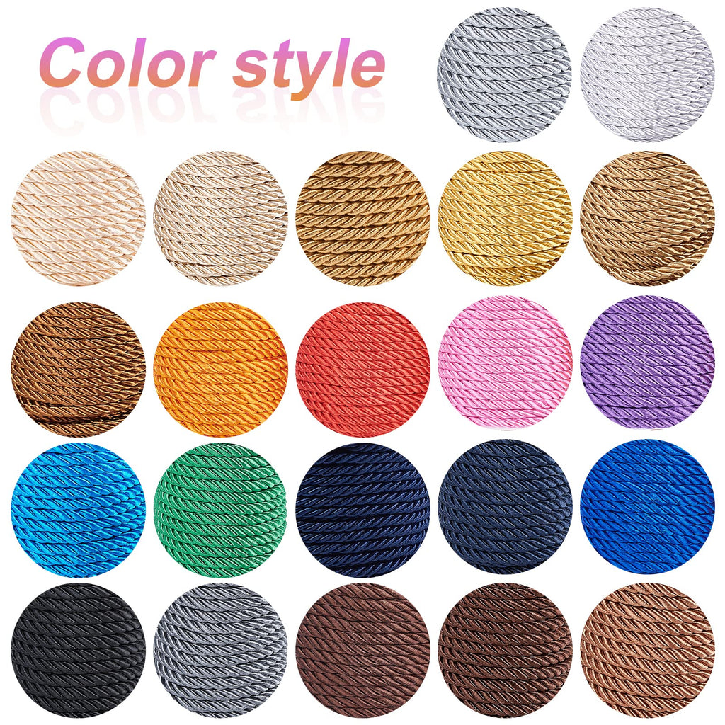 M Twisted Cord Trim, 3-Ply Polyester Silk Cord Decorative Rope Xmas Shiny Viscose Cording for Crafts Home Décor - 5m