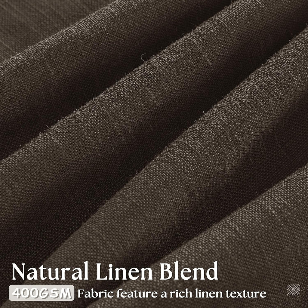 Dark Chocolate Pinch Pleated Linen Curtains 2 Panels for Living Room Bedroom Memory Training Shaped Semi Sheer Pleat