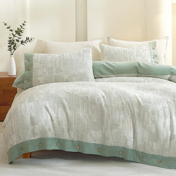 100% Egyptian Cotton Duvet Cover Queen Size, Green, 3 Pieces
