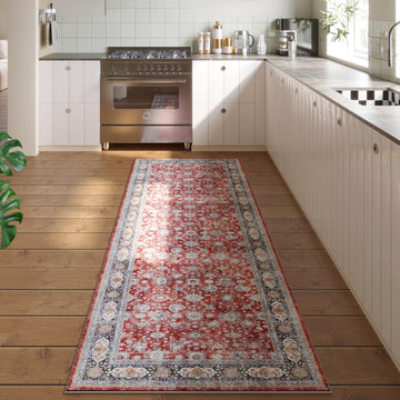 Runner Rug 2x6 Washable Non Slip Vintage, Red