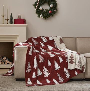 Christmas Throw Blanket Christmas Tree Reversible Super Soft Knitted Couch Bed Sofa Microfiber Chenille Luxurious