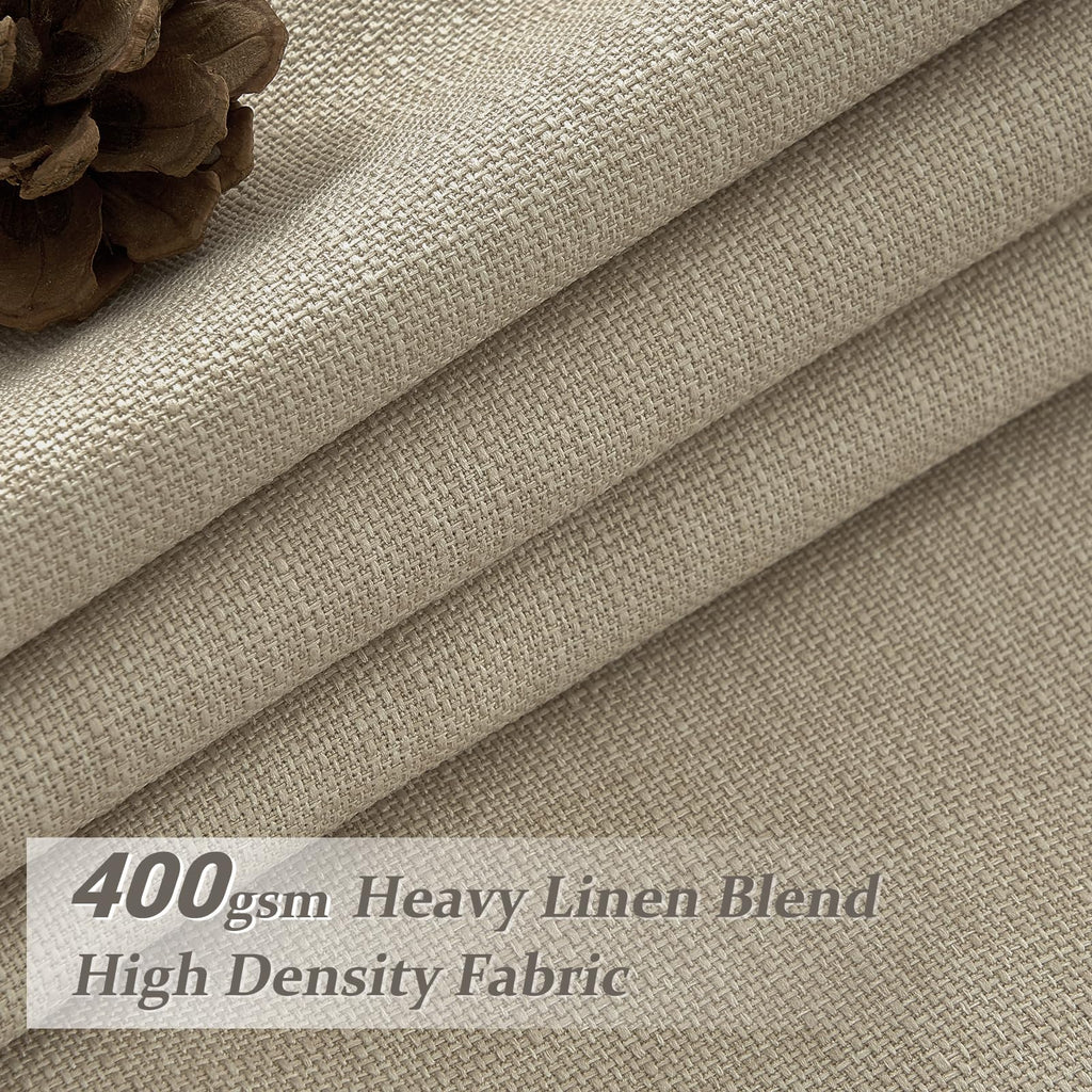 High Ceiling Room Darkening Natural Linen Curtains 108 Inches Long 2 Panels Set, Neutral Pinch Pleated Light Beige