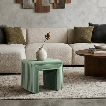 Vanity Stool Chair, Modern U‐Shaped Vanity Stool, Fully Assembled Velvet Ottoman Foot Stool, Decorative Accent Stool