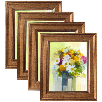 8x10 Picture Frame Set of 4, Rustic Bronze Picture Frames for Table or Wall Hanging