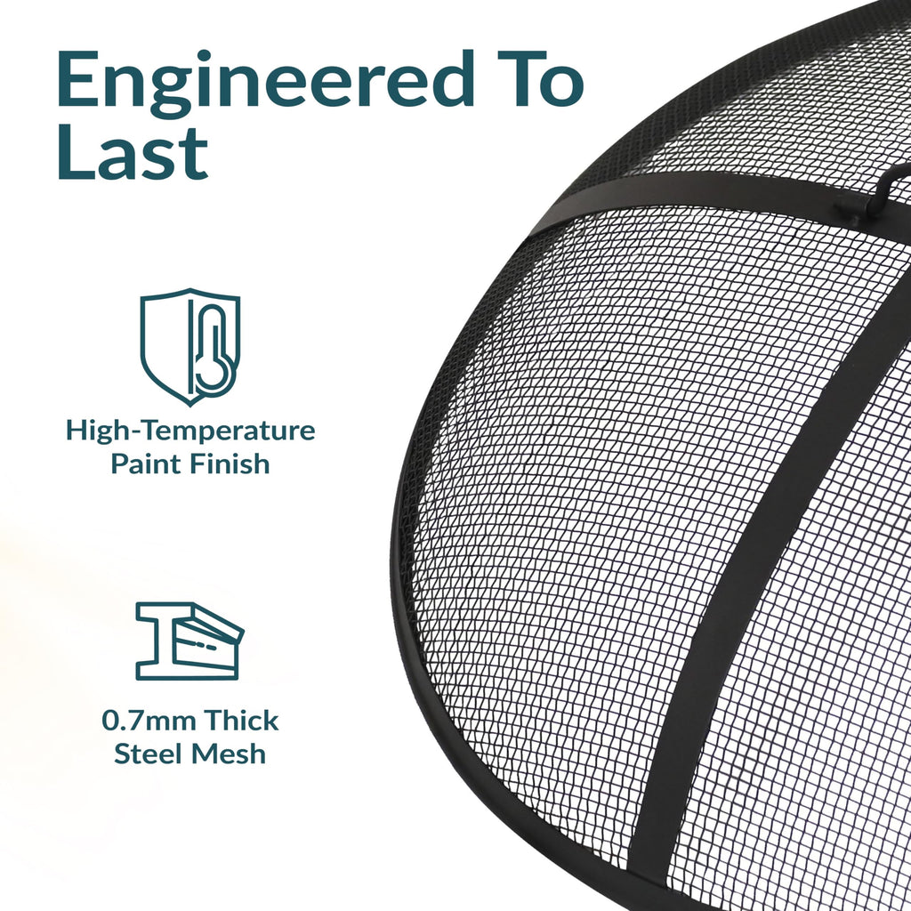 Heavy Duty Steel Metal Mesh Fire Pit Screen, Round, 22" Dia