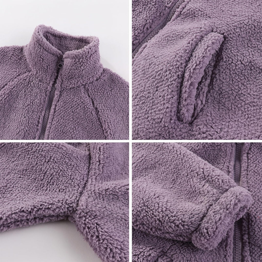 Toddler Kids Sherpa Fleece Jacket Baby Boys Girls Zipper Overcoat Thick Warm Outerwear