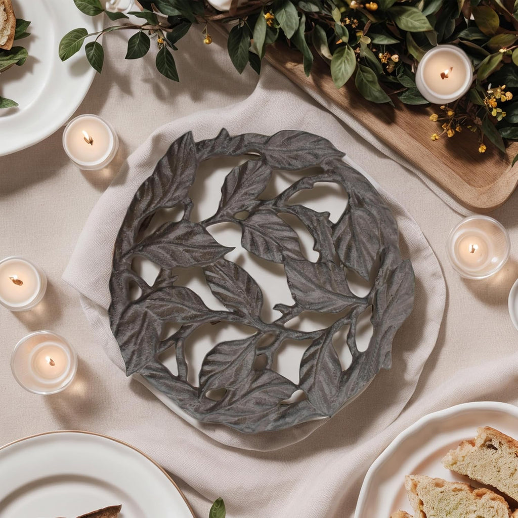 Cast Iron Trivet, 7.28 inch Metal Trivet for Hot Dishes, Heat-Resistant Decorative Trivets to Protect Dining