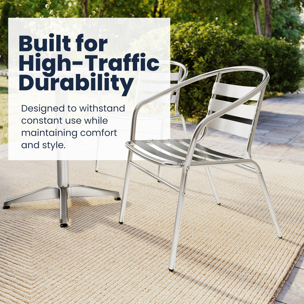 Commercial Aluminum Slat Back Indoor/Outdoor Stack Chair