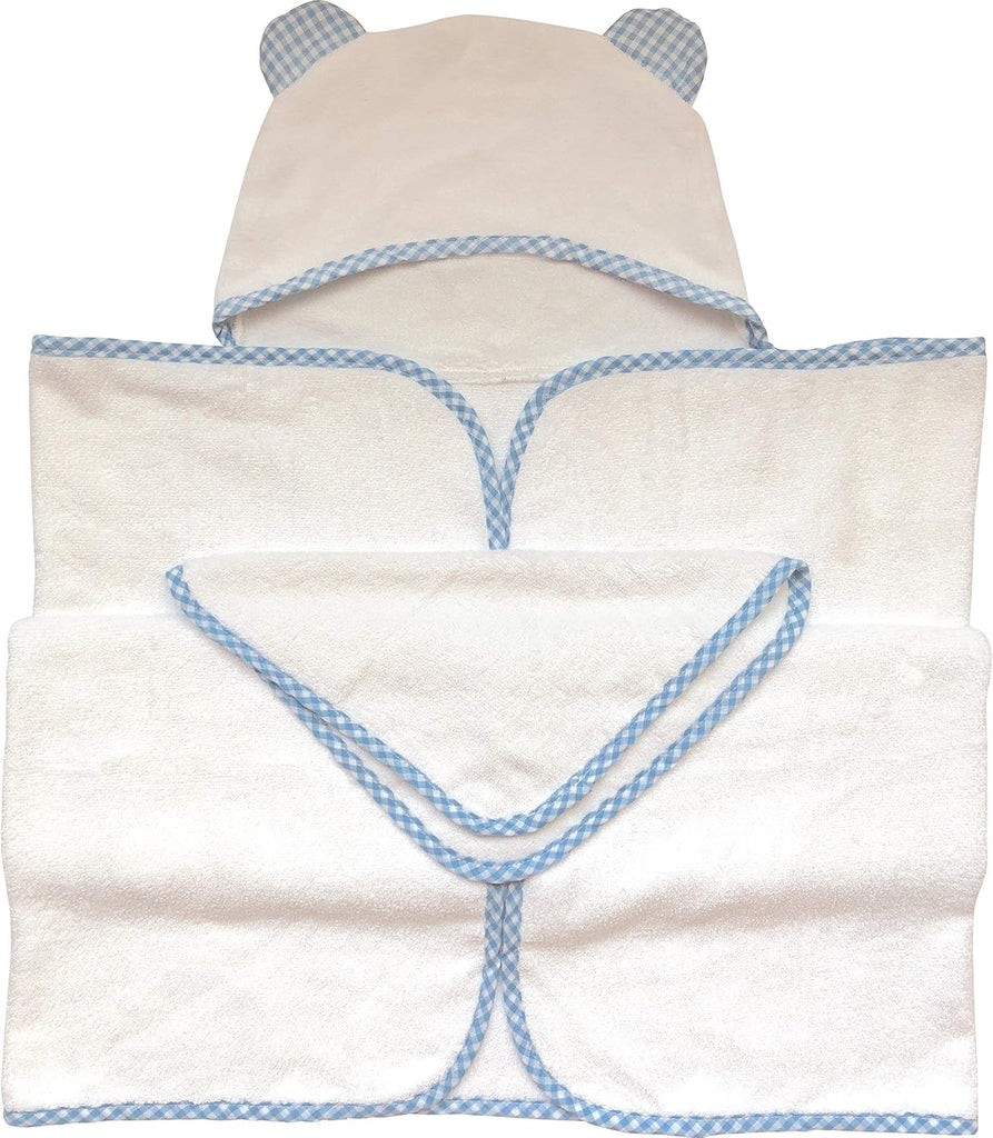 Premium Hooded Baby Towel + (6 Piece) Washcloth Gift Bundle - Organic Viscose Made from Bamboo Baby Towels - (Blue
