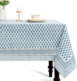CPC Tablecloth 100% Cotton 60x60 Inch Indian Block Print Square Table Cover, Table Cloth for Wedding