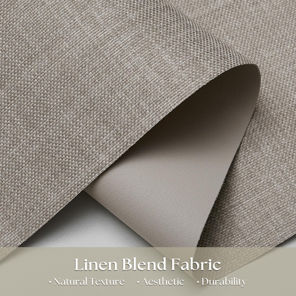 Blackout Roller Blinds for Indoor Windows Free-Stop Thermal Insulated 100% Blackout Linen Roller Shades Blinds Living