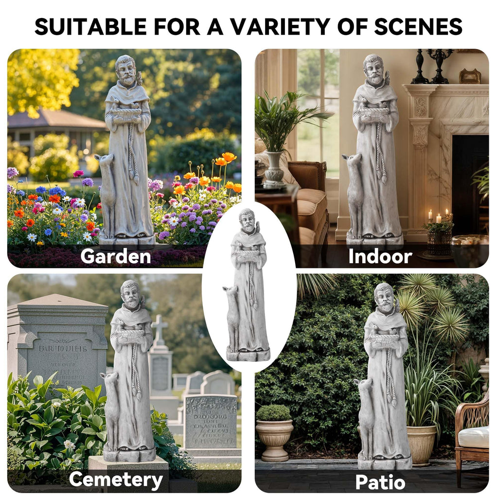 36.2" St Francis Garden Statue, Outdoor Catholic Sculpture