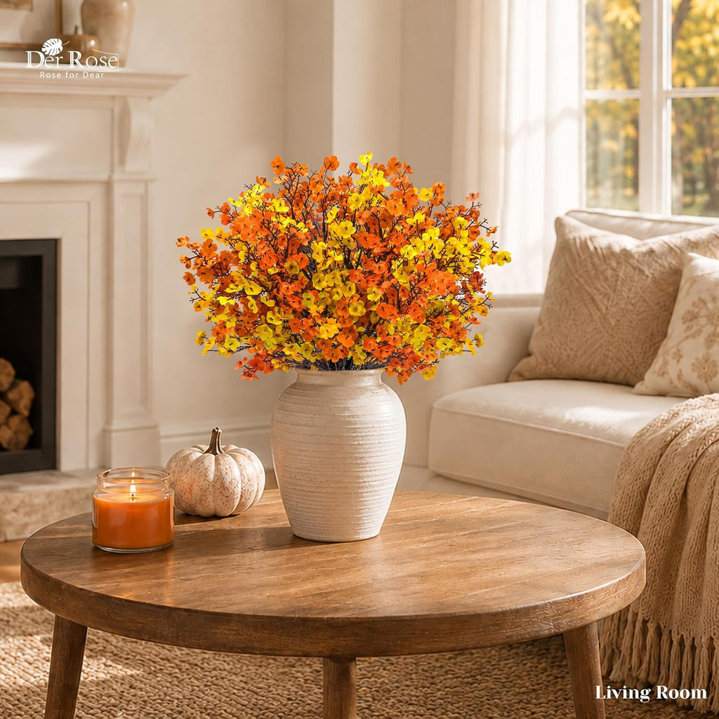 Stems Fall Babys Breath Artificial Flowers Vase Decor - Set of 12