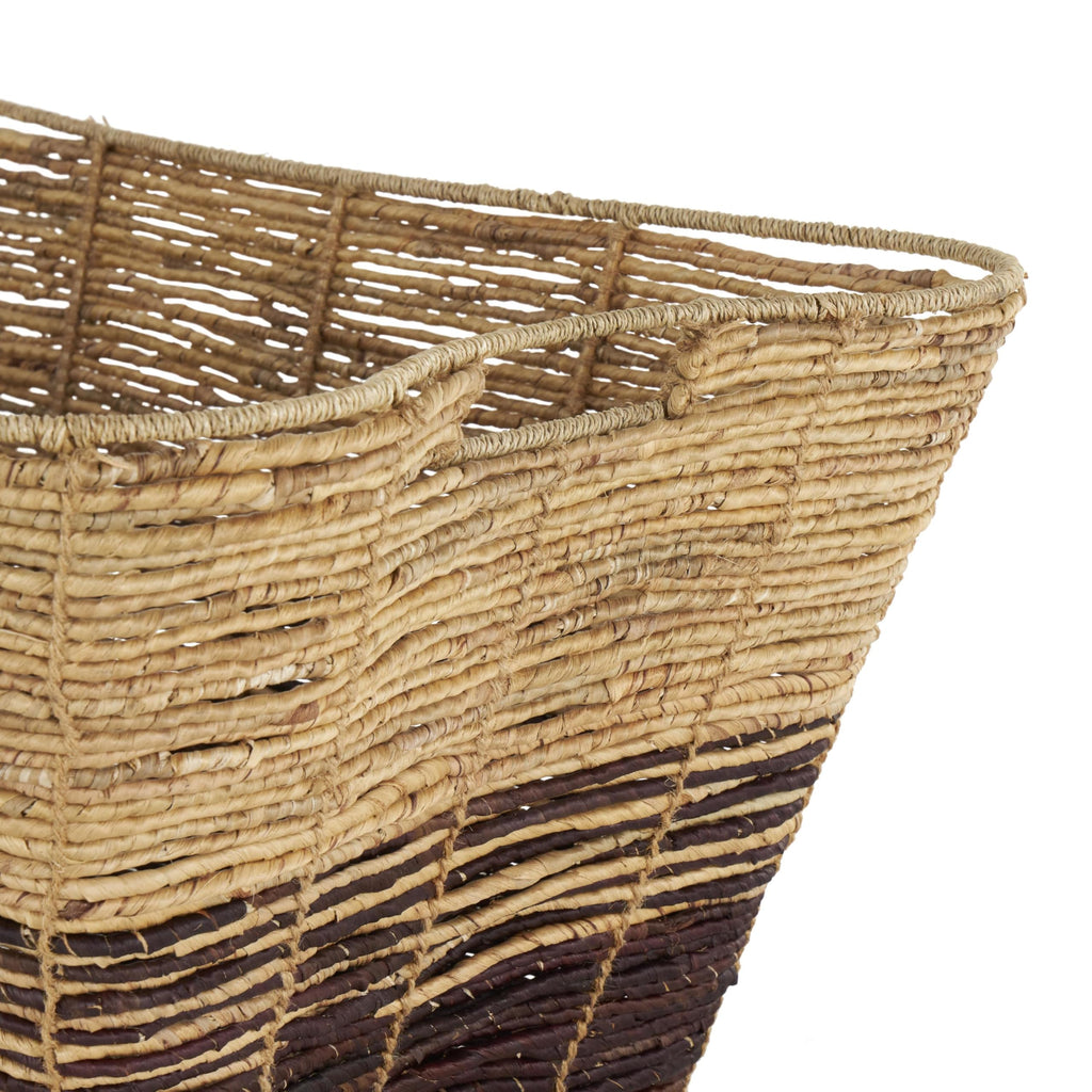 Seagrass Handmade Decorative and Functional Storage Basket Oversized Color Block Basket Organizer with Slot Handles