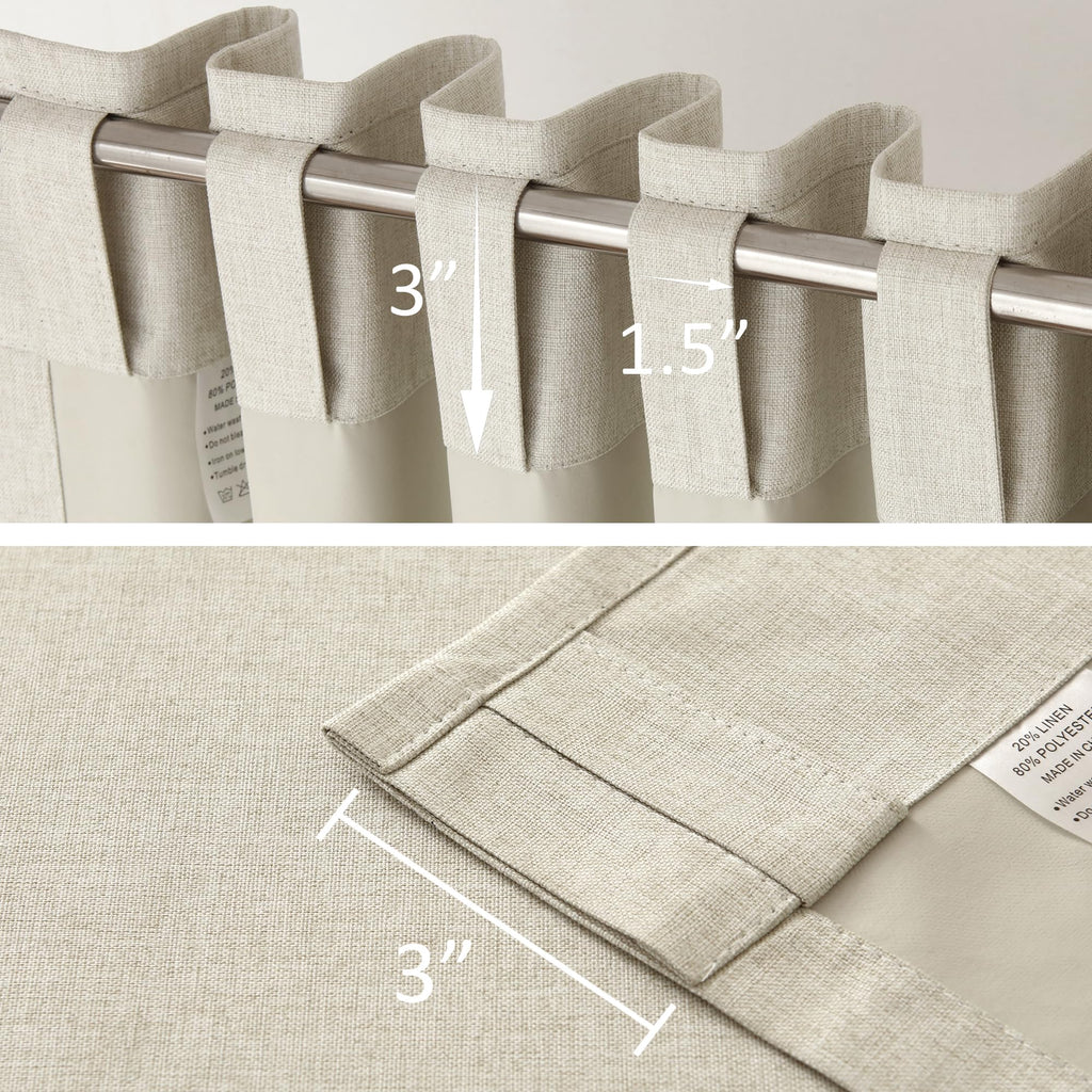 96 Inch Long Blackout Curtains - Extra Wide Thermal Insulated Sun Block Out Bedroom Linen Curtains 8 ft Window