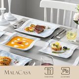 Dinnerware Sets for 6, 30 Piece Porcelain Plates and Bowls Sets, Square Dish Set with Dinner Plate and Bowl
