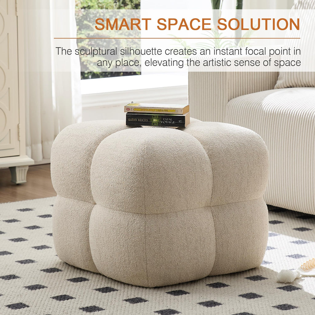 Square Pouf Ottoman Footstool, Modern Vanity Chair
