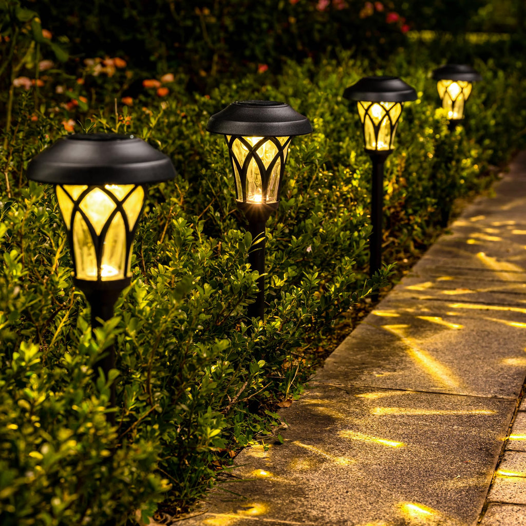 Solar Pathway Lights Outdoor, Metal Glass & ABS Landscape Lights