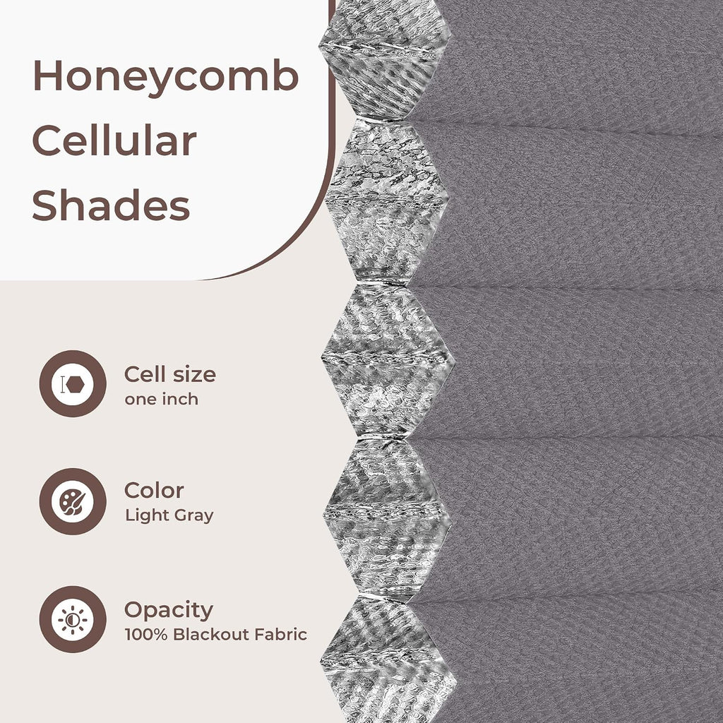 No Drill Blinds for Windows Blackout Cordless Cellular Shades Honeycomb Blinds Pull Down, Free Stop Easy Install